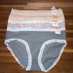 Jenni Women's Lace Trim Hipster Underwear XXXL 4 panty pack